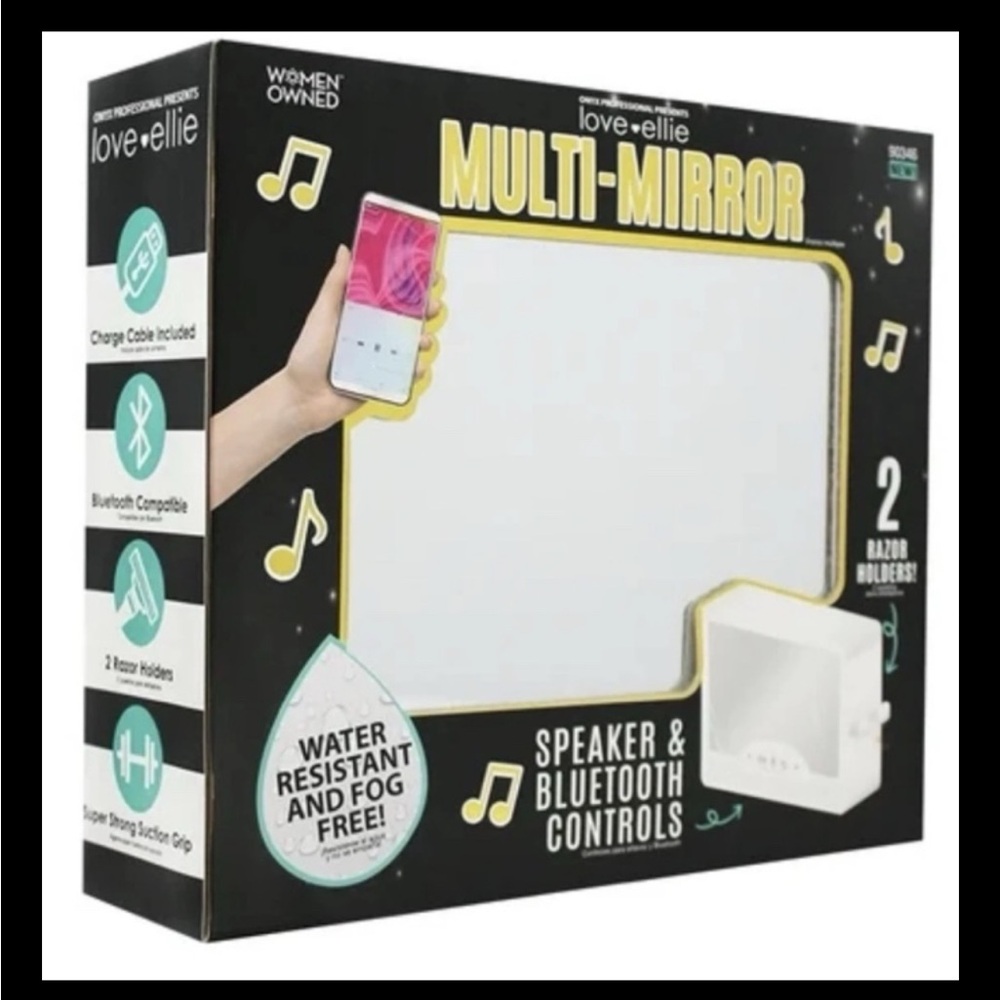 Love Ellie Brigette Fogless Shower Mirror with Lights & Bluetooth Speaker.